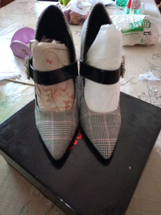 Scarpe donna tacco alto grigio rosa