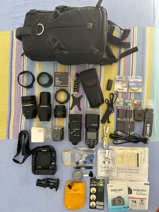 CANON 400D + Objetivos + Mochila + Accesorios