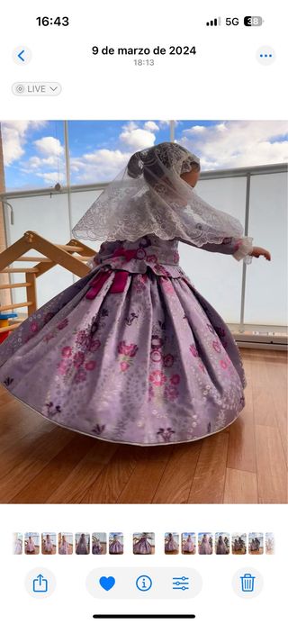 Vestido fallera niña 2-5 años lila y zapatos