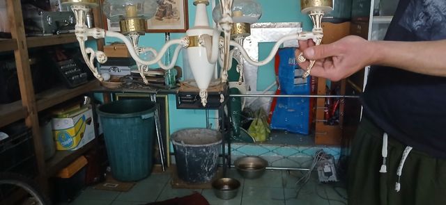 Lampadario 5 luci vetro metallo