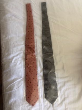 2 Corbatas seda: naranja, gris
