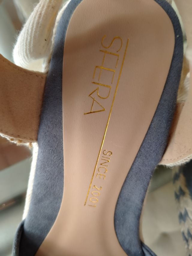 Alpargatas cuña azul -beige, nº 37