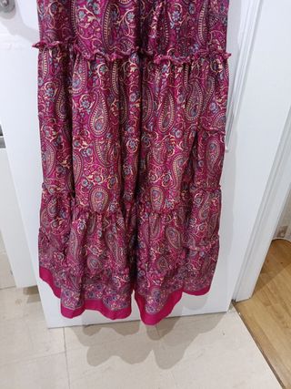 Vestido largo estampado fucsia