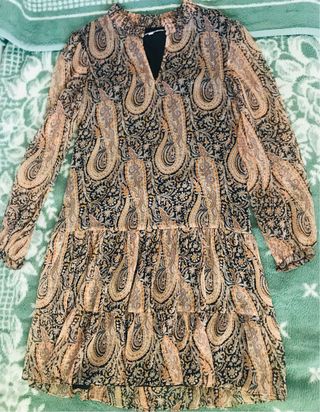 Vestido Tintoretto paisley - Negro/Naranja