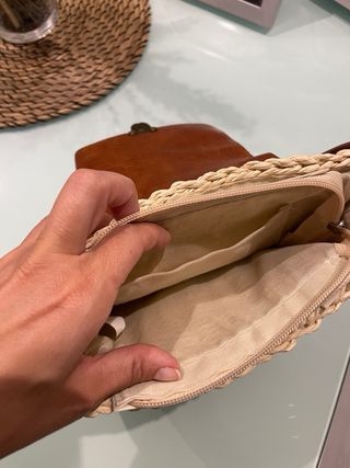 Bolso rafia marrón beige