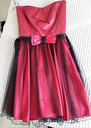 Vestido fiesta rojo-negro