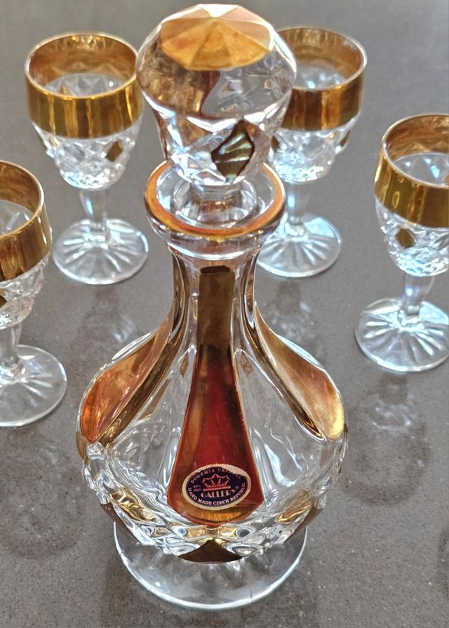 Jarra bohemia cristal + 6 copas