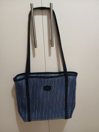 Borsa Tela Blu - Rigida e Perlata