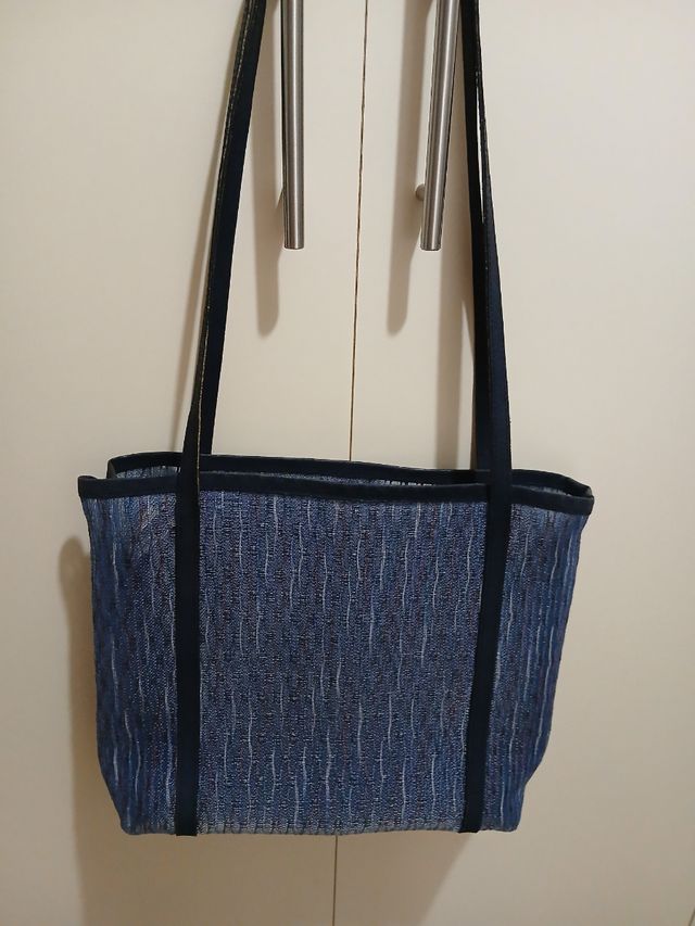 Borsa Tela Blu - Rigida e Perlata