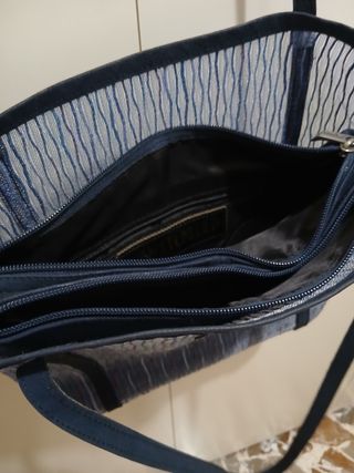 Borsa Tela Blu - Rigida e Perlata