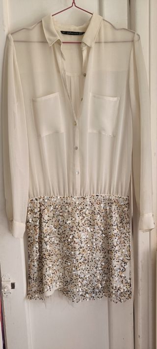 Vestido Zara blanco con lentejuelas