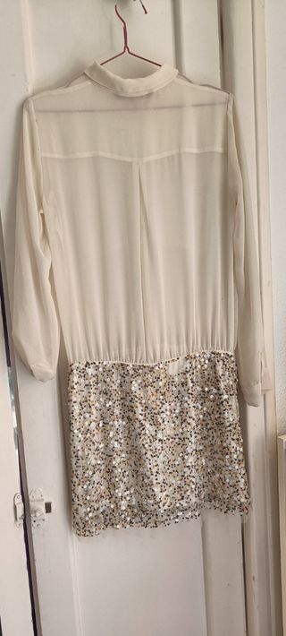 Vestido Zara blanco con lentejuelas