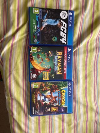 3 Juegos PS4: FIFA 24, Rayman Legends, Crash Bandi