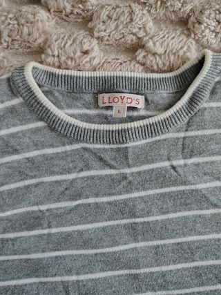 Jersey LLOYD'S rayas gris blanco L