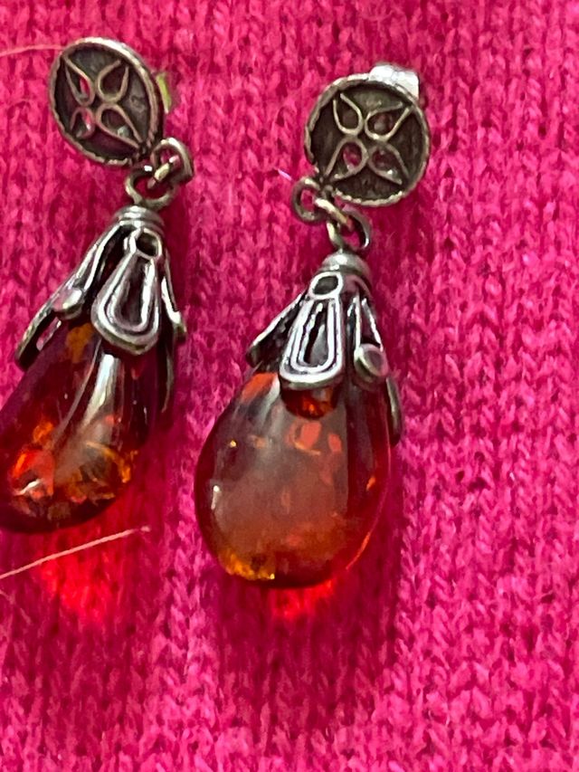Orecchini ambra argento vintage