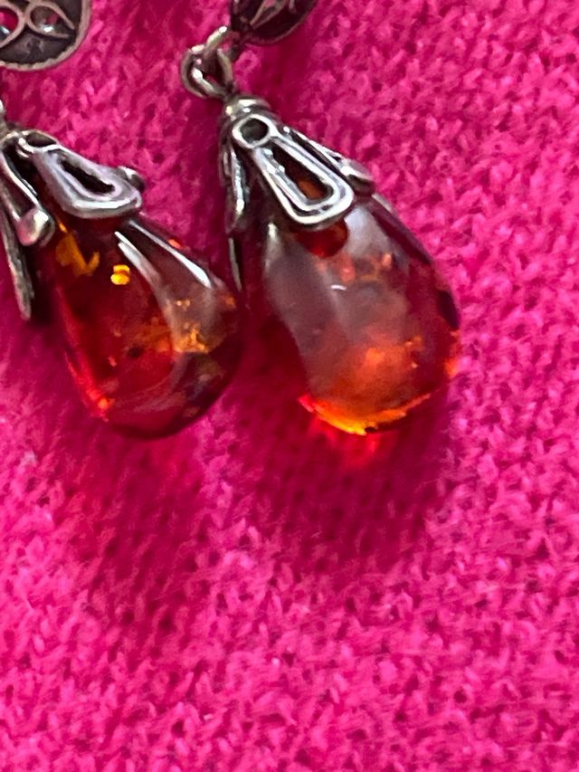 Orecchini ambra argento vintage