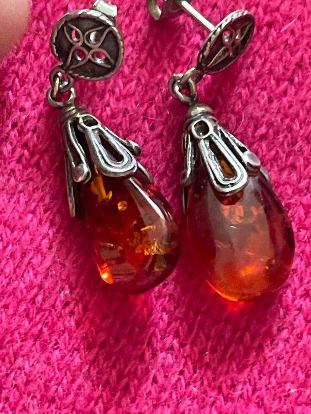 Orecchini ambra argento vintage