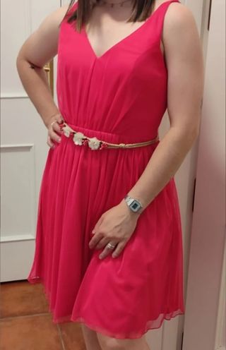 Vestido corto rosa eventos tirantes