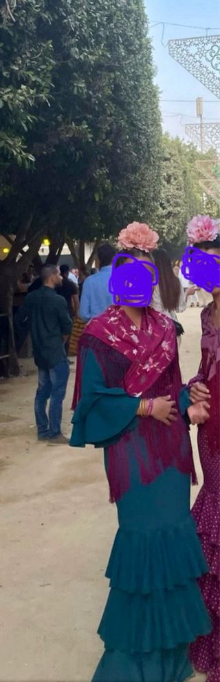 Traje gitana azul petroleo