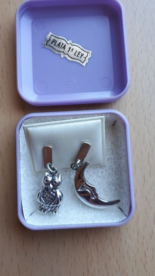 Pendientes plata luna y buho