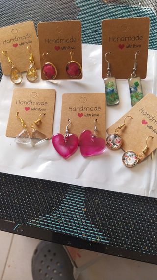 Pendientes resina multicolor