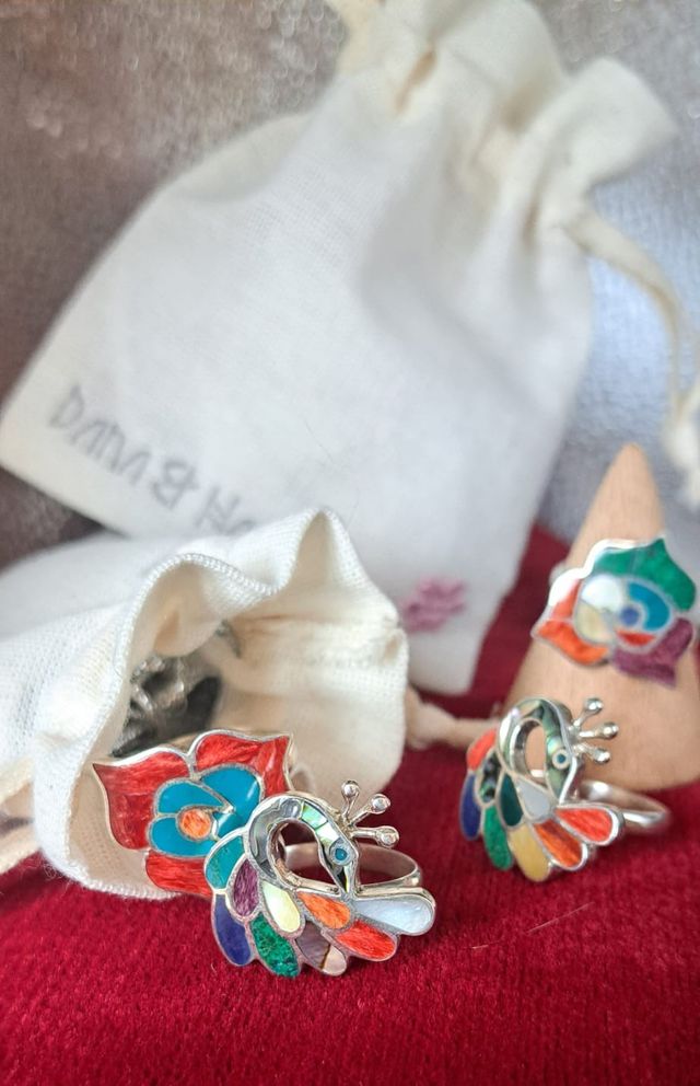 Anillo plata 950 y gemas