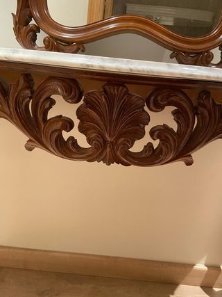 Consola con espejo - Madera tallada