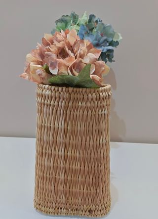 Capazo mimbre asas cuero