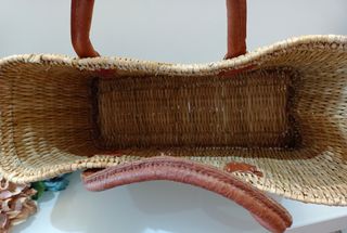 Capazo mimbre asas cuero