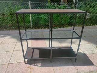 Estantería negra metal-vidrio almacenaje