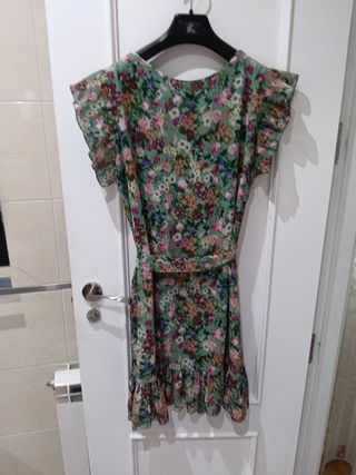 Vestido flores multicolor verde