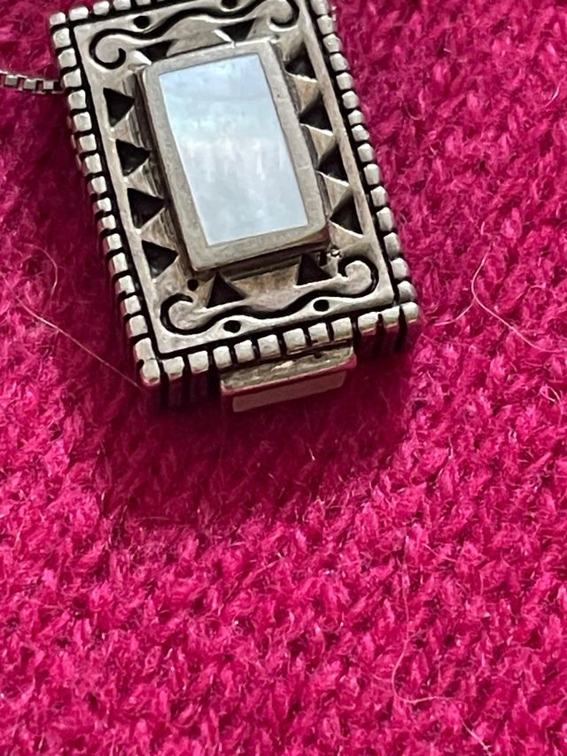 Collana argento 925 madreperla placato platino ant