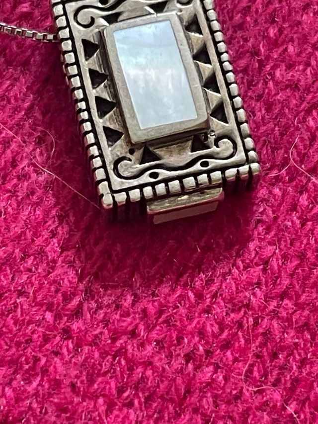 Collana argento 925 madreperla placato platino ant