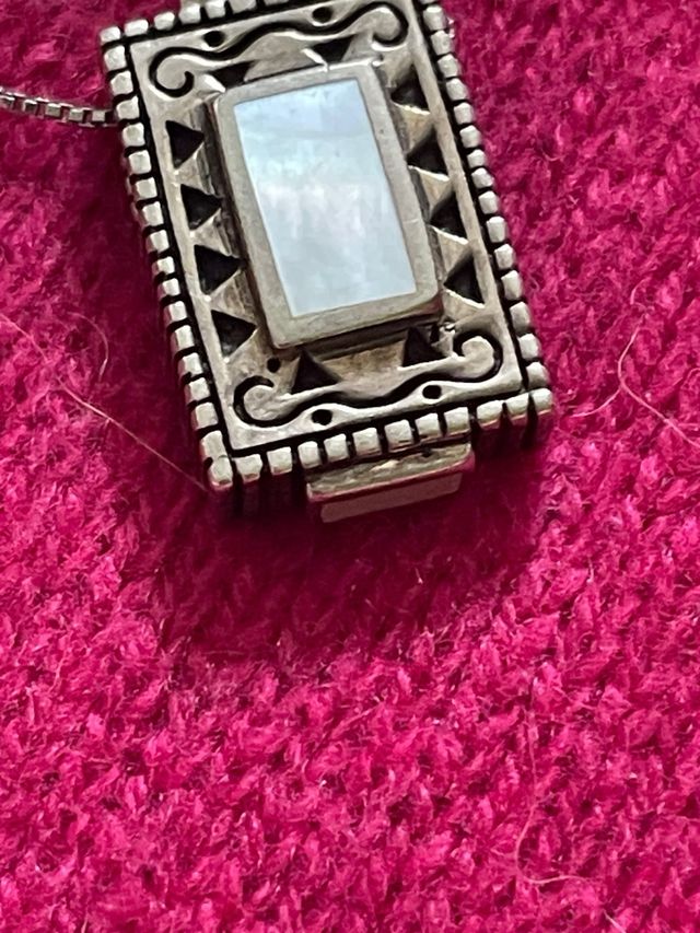 Collana argento 925 madreperla placato platino ant