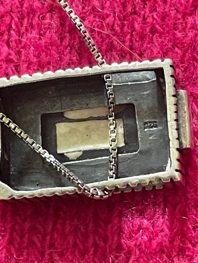 Collana argento 925 madreperla placato platino ant