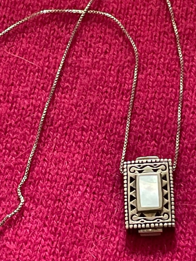 Collana argento 925 madreperla placato platino ant