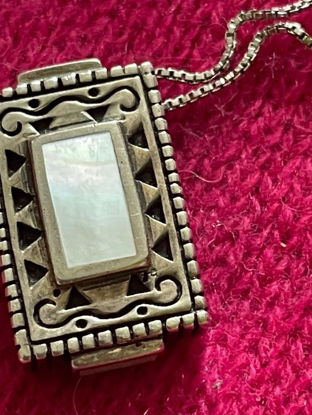 Collana argento 925 madreperla placato platino ant