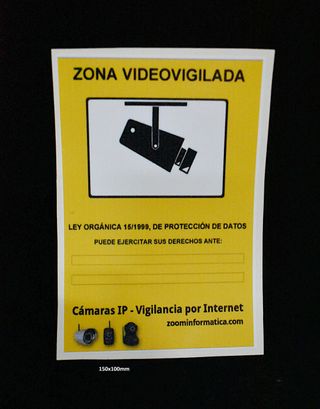 6x pegatinas videovigilancia 3x 150x100, 3x 130x85