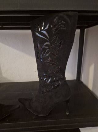 Botas ante negras tacón alto