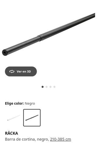 RACKA - Barra Cortina Negra 210-385cm