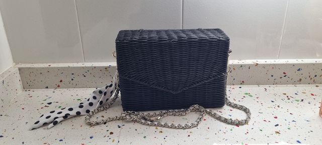 Bolso mimbre negro - bolso bandolera