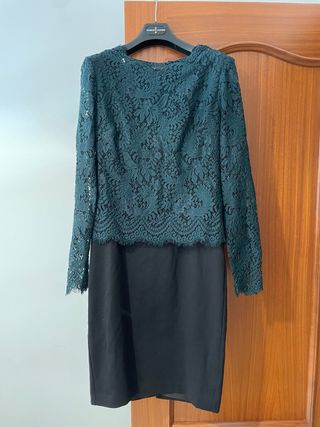 Vestido encaje verde & negro