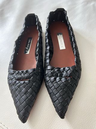Bailarinas Zara Basic trenzadas negras - 37