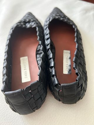 Bailarinas Zara Basic trenzadas negras - 37