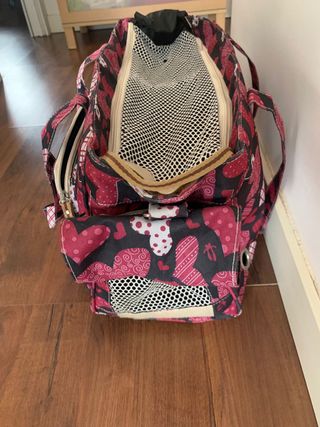 Bolsa transportín para viaje  mascotas rosa-roja