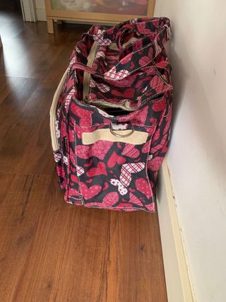 Bolsa transportín para viaje  mascotas rosa-roja