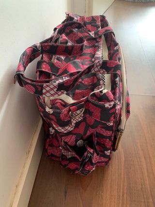 Bolsa transportín para viaje  mascotas rosa-roja