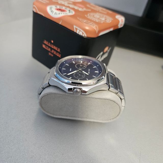 Fossil - Orologio da polso blu e argento