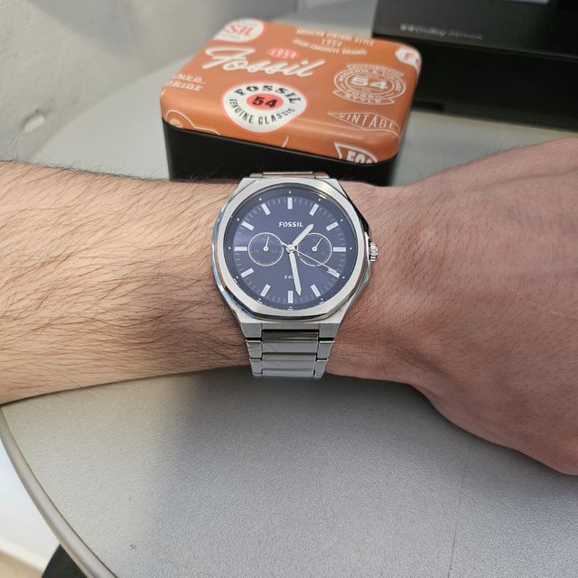 Fossil - Orologio da polso blu e argento