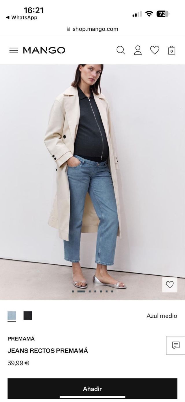 Jeans rectos premamá MANGO Azul de segunda mano por 15 EUR en